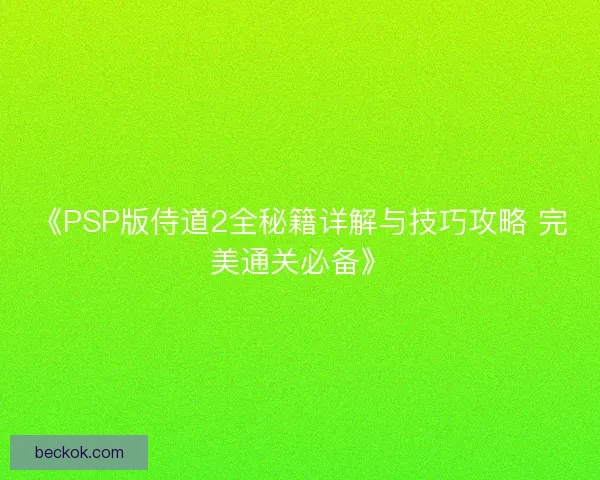 《PSP版侍道2全秘籍详解与技巧攻略 完美通关必备》